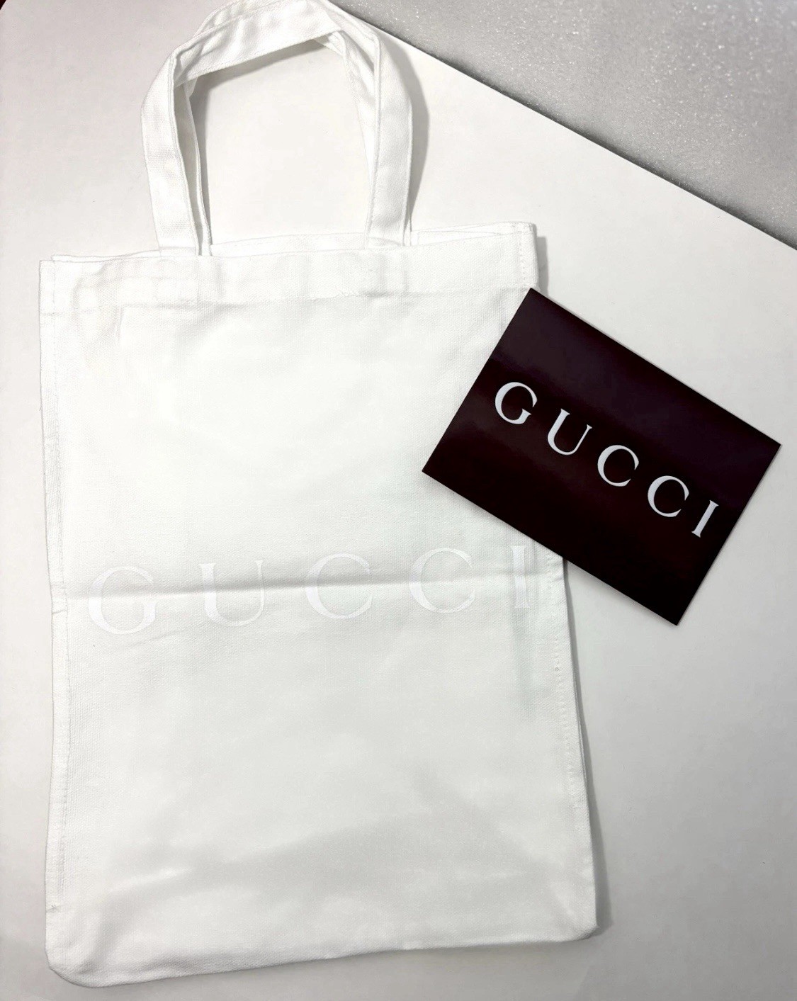 GUCCI White Cotton Canvas Tote Bag 14x10 Authentic NEW With Envelope