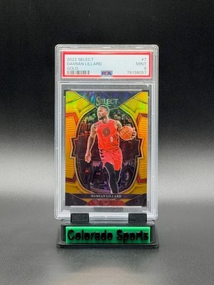 DAMIAN LILLARD 2022-23 Panini Select #7 Gold Prizm 05/10 PSA 9 Mint