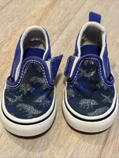 Vans SLIP ON V Robotic Dino Blue/White Toddler Boy Shoes Size 5