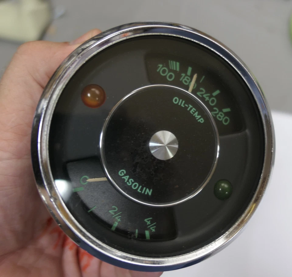 Combo medidor de temperatura/nivel de combustible/temperatura de aceite Porsche 356 356A 356B 356C VDO con fecha 1/57 Foto 2 de 4