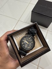Michael Kors Runway Black Silicone Over Gold Tone Stainless Steel Watch