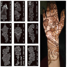 9 Sheet Henna Stencils Temporary Tattoo Stencils,Henna Tattoo Kit Reusable Henna