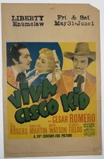 Vintage Viva Cisco Kid Movie Window Card Poster Promo 1939 22x14 Jean Rogers 40s