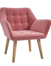 Luxe Velvet-Feel Accent Chair w/ Wide Arms Slanted Back Wood Legs