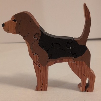 Wooden Dog 3D Puzzle Brown Black Contemporary Animals Theme 6 Pieces Wood