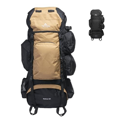 TETON Explorer 85L Internal Frame Hiking Backpack for Camping Buck Brown