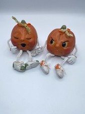 Halloween Anthropomorphic Pumpkin Shelf Sitte...