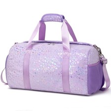 Duffel Bag Girls Fluffy Dance Ballet Sports Gym Water Resistant Shoe Pocket