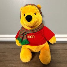 Disney Winnie the Pooh Plush Christmas Holiday Winter Sweater Scarf Hat 12"
