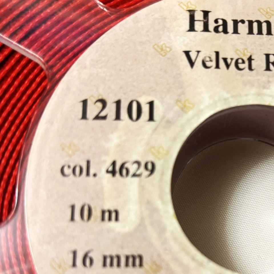 Harmony Velvet Ribbon Polyamid Polyester  5/8" Red  Black Stripes 8 yds - Image 4 of 4