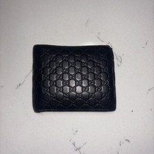 Gucci Black Leather Micro GG Wallet