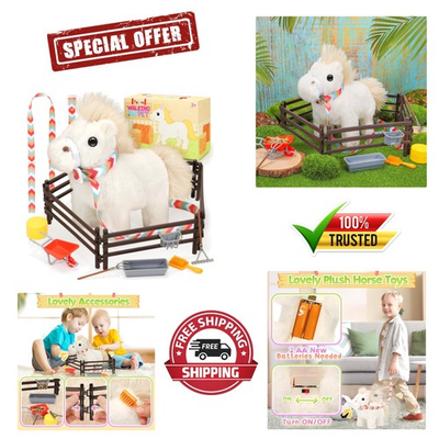 #ad High Quality Stuffed Horse Toy for Kids Realistic Sounds amp; Movements $33.96