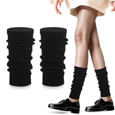 Women's Leg Warmers - 1/2 Pack 80s Retro Fashion Knit for Girls Dance Black