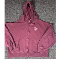 Pink Victoria's Secret Full Zip Hoodie Burgundy Crest Logo XL Relaxed Fit