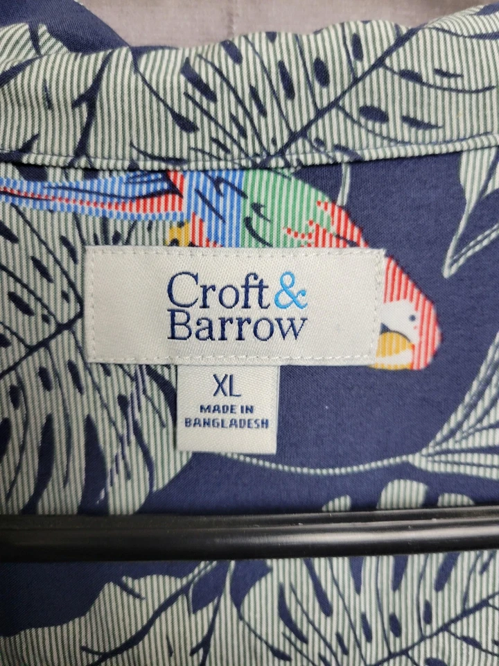 Camisa Croft & Barrow Para Hombres XL Estampado de Hoja de Loro Hawaiana Abotonada Campamento Informal Foto 2 de 4