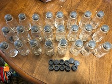 24 Small Clear Glass Bottles With Rubber Corks Unbranded 3 1/4 Inches Crafts
