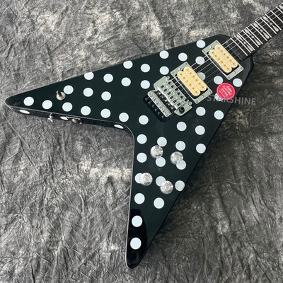 Electric Guitar Black Randy Rhoads Polka Dot Black tremolo Bridge unbarnd