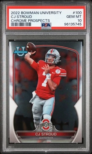 2022 Bowman University Chrome CJ Stroud ROOKIE CARD RC #100, OSU Buckeyes PSA 10