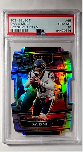 2021 Panini Select Silver Prizm Die Cut #65 Davis Mills RC Rookie PSA 10 POP 6