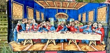 The Last Supper Velvet Tapestry Wall Hanging 38" x 19" Made in Italy
