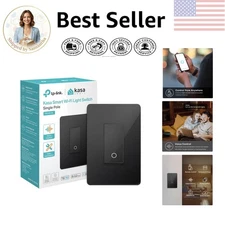 Compact Black Wi-Fi Light Switch, Alexa & Google Assistant Compatible,  Listed