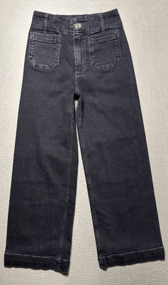 Pilcro Anthropologie The Skipper Jeans Womens Size 24 Black Wide Leg Crop Boho