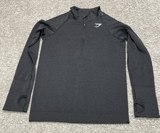 Gymshark Women's Black Long Sleeve 1/4 Zip Top Small AW20 EUC Thumb Holes