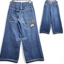 Vintage GAT Jeans Womens Sz 9 (27x29) Wide Leg Baggy Y2K JNCO Style Made in USA