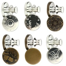 6 Pcs Instant Jean Button Replacement Thin Waist Loose Pants Fixer