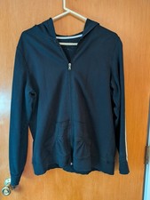 Women's Black hoodie With White Stripes Med