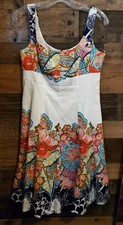 Nine West Womens Fit Flare Cotton Dress Floral Tropical Empire Waist Summer Sz 6