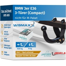 ANHÄNGERKUPPLUNG starr für BMW 3er E36 Compact 94-00 + 13pol E-Satz ABE