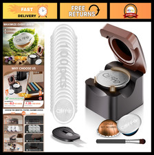 Reusable Vertuo Pod Refill Kit - 100 Aluminum Foil Seals, Easy Press-to-Seal Des