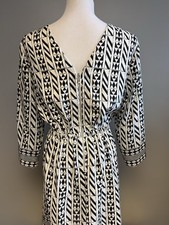Madewell Silk Geometric Print Dress Size 8 Black White Zip