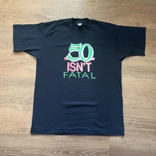 Vintage Screen Stars Best T-Shirt 50 Isn’t Fatal XL Black Single Stitch