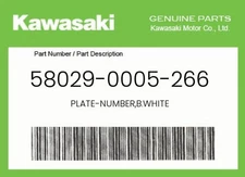 Kawasaki Genuine Plate-Number,B.White - 58029-0005-266