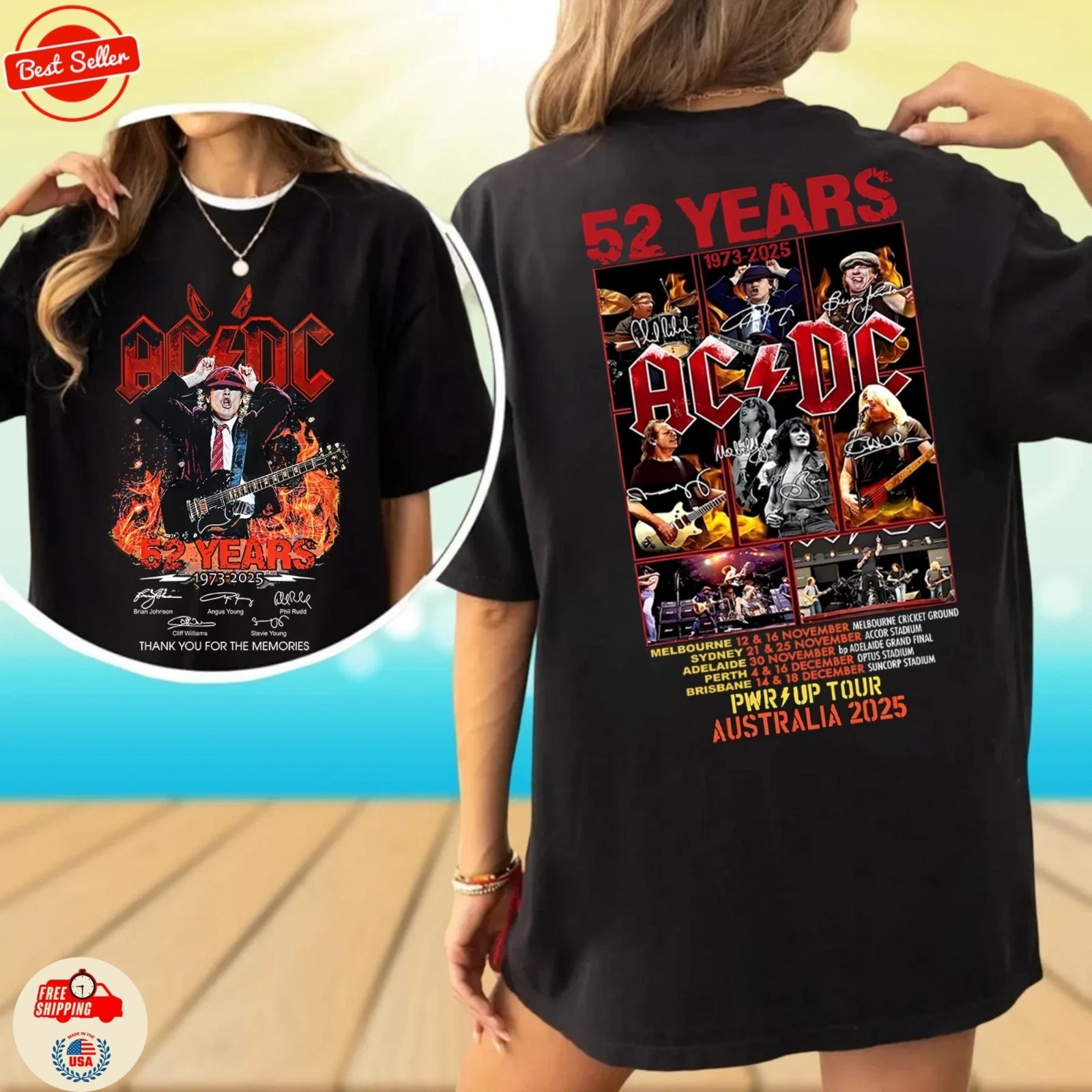 AC DC 2025 PWR UP Tour Shirt Official Rock Concert Tee Heavy Metal Band TShirt