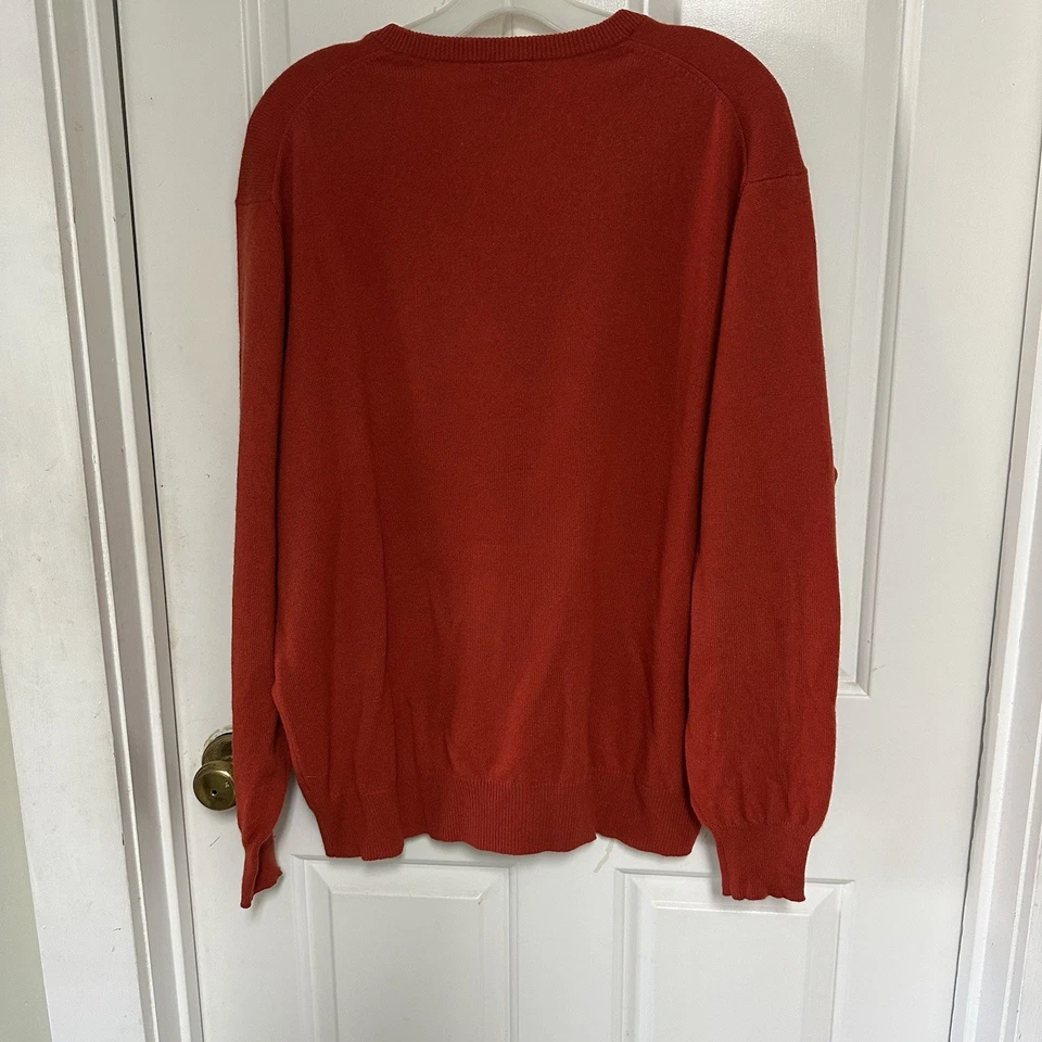 Jos A Bank Mens Large 100% Cashmere Sweater  V-Neck Knit Pullover Soft Red - Image 2 of 4