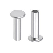 100Pcs 4mm x 14mm Aluminum Flat Head Semi-Tubular Rivets Silver Tone