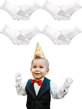 4 Pairs Women Short Satin Gloves White Wedding Party Wrist Length Gown Opera Glo