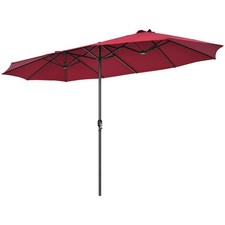 15FT Patio Double-Sided Umbrella Crank Outdoor Garden Market Sun Shade Wine