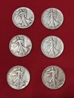 Liberty Walking Half Dollar Silver Coins Nice Lot of 6 - Circulated 2+ Troy oz