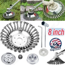 New 8 Inch Steel Wire Wheel Brush Grass Trimmer Head Weed With Adapter Kit US