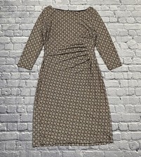 Lauren Ralph Lauren Geometric Ruched Sheath Dress Black & Cream Size 12 Career
