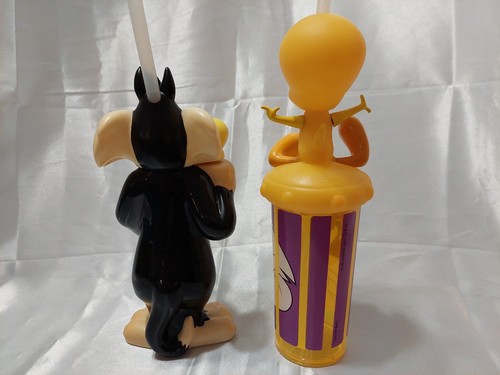 VINTAGE 1999 TWEETY BIRD & 1996 SYLVESTER LOONEY TUNES TASSE/GLAS MIT STROHHALM - Bild 4 von 15