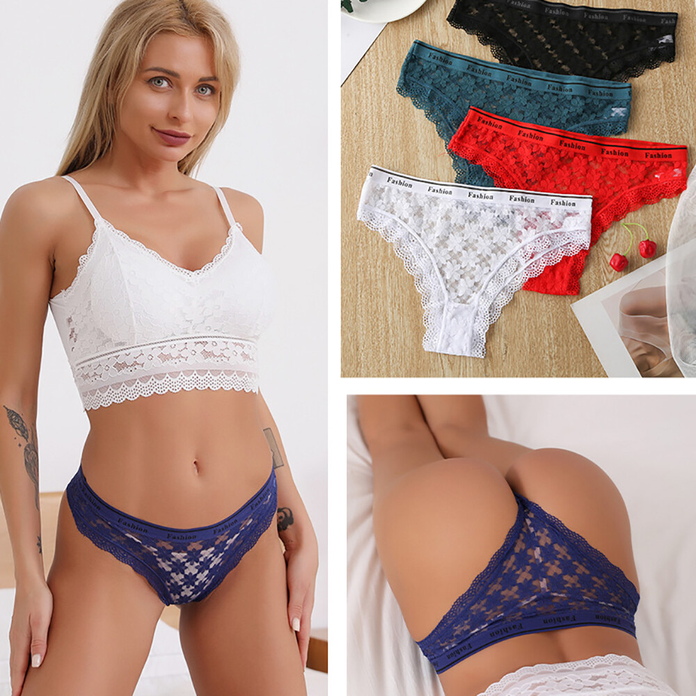 Women Underwear T-back Lace Thongs Flower Panties Lingerie Sexy Briefs