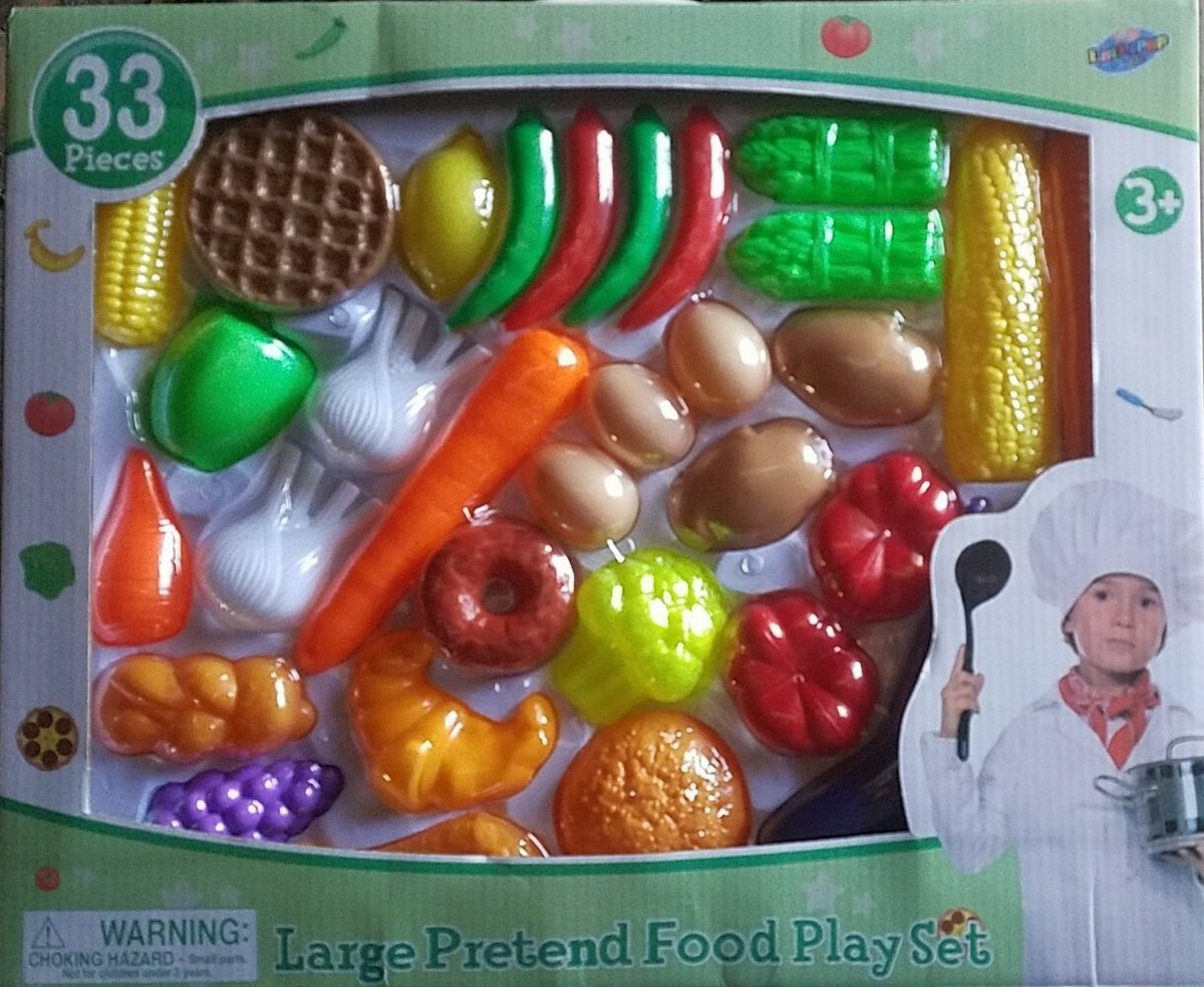 33 Piece Pretend play food Kitchen Vegetables Fruit Set Kids NIB