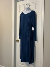 TIME AND TRU BLUE PLUS SIZE STRETCH LONG SLEEVE SIDE RUCHED WORK DRESS SZ XXL