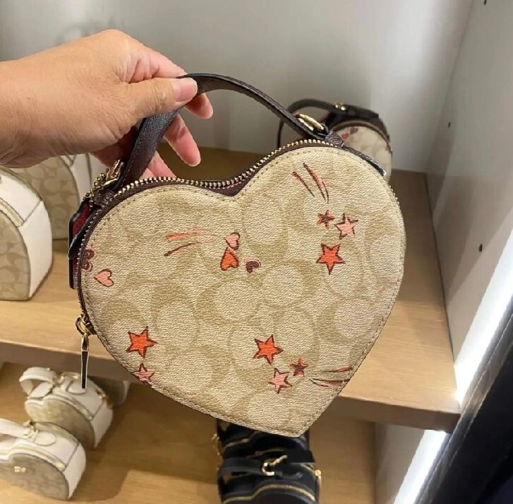 NWT Coach CK523 Heart Crossbody In Signature Canvas With Heart And