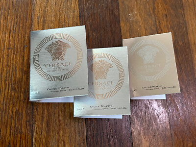 3x Versace Eros Pour Femme Womens EDT (2) & EDP (1) Sample 0.03 oz/1ml Spray NEW